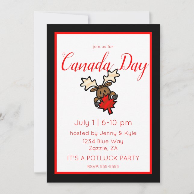 Invitation Fête de l'orignal mou du Canada (Devant)