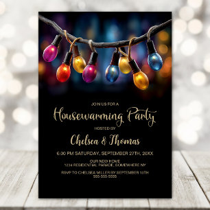 Invitation Fête de Lumières de Maison Pendaison de Crémaillèr