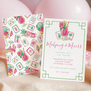 Invitation Fête de Mahjong et de Mixers Palm Beach Rose et Ve