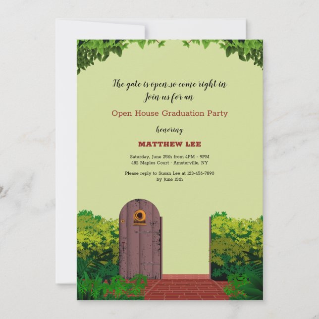 Invitation Fête de maison ouverte à la porte du jardin (Devant)