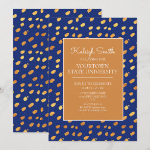 Invitation Fête de malle universitaire Moderne Bleu Or