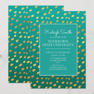 Invitation Fête de malle universitaire Moderne Vert sarcelle 
