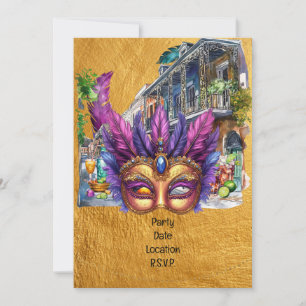 Invitation Fête de Mardi Gras en Louisiane