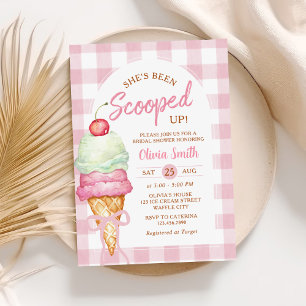 Invitation Fête de mariage à carreaux rose avec glace