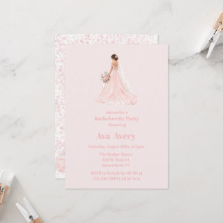 Invitation Fête de mariage à l'encre alcoolique Rose Mariée E