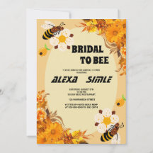 Invitation Fête de mariage abeille fleurs jaunes
