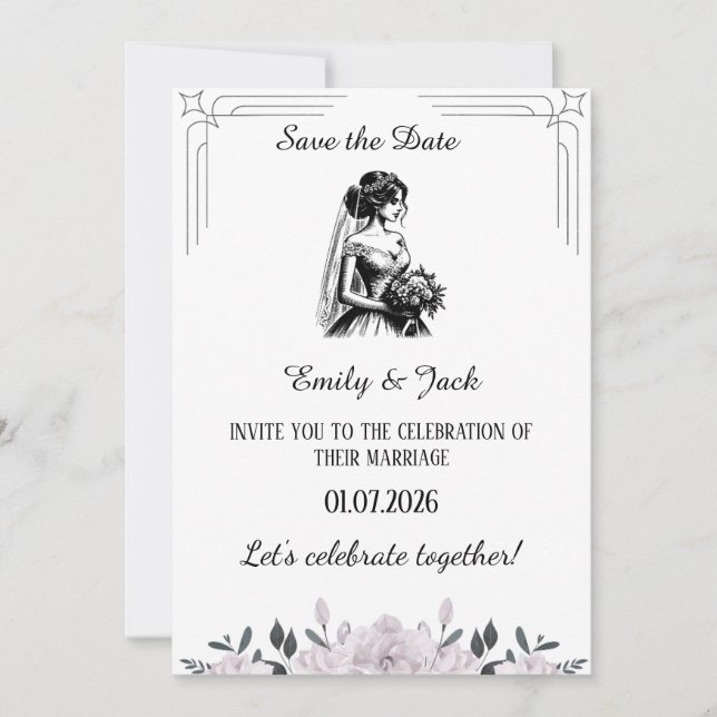Invitation Fête de mariage amusante à la main moderne (Devant)