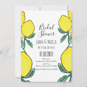 Invitation Fête de mariage aquarelle citron jaune