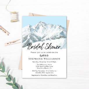Invitation Fête de mariage aquarelle simple montagne hivernal