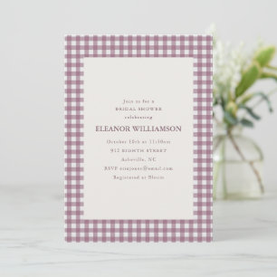 Invitation Fête de mariage automnale à carreaux gingham mauve