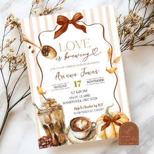 Invitation Fête de mariage automnale : l'amour du café à la c