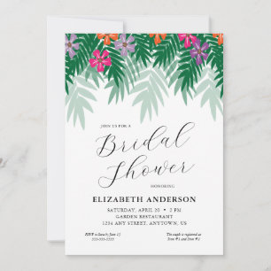 Invitation Fête de Mariage aux Fleurs Tropicales & Branche de