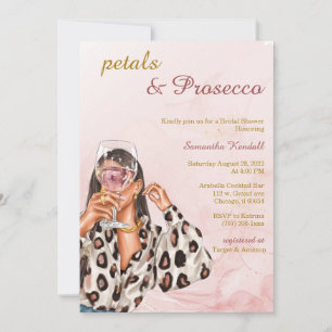 Invitation Fête de Mariage aux Pétales et au Prosecco
