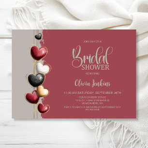 Invitation Fête de mariage avec coeurs rouges et roses