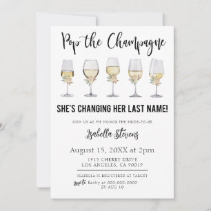 Invitation Fête de mariage avec débouchage de champagne