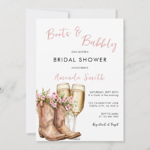 Invitation Fête de mariage avec des bottes roses et du champa