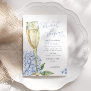 Invitation Fête de mariage avec des fleurs d'hortensia bleus