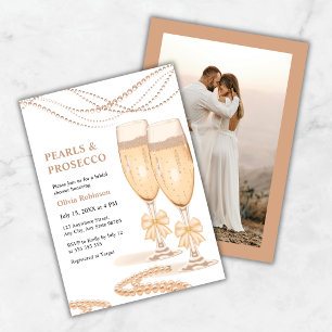 Invitation Fête de mariage avec photo Gold Bow Perles et Pros