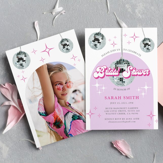 Invitation Fête de Mariage avec Photo Rétro Disco Groove (Créateur téléchargé)