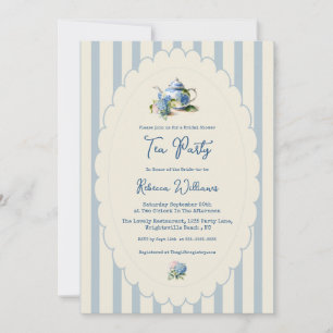 Invitation Fête de mariage avec thé aux hortensias bleus