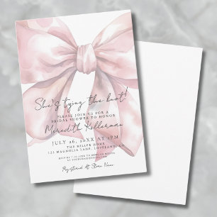 Invitation Fête de mariage avec un élégant nœud rose pâle