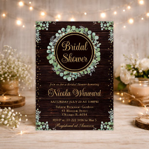 Invitation Fête de mariage avec verdure d'eucalyptus à l'aqua