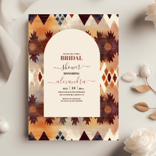 Invitation Fête de mariage aztèque tribale marron ethnique oc
