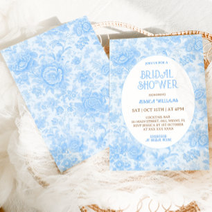 Invitation Fête de mariage bleu floral Toile de Jouy français