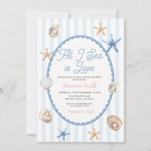 Invitation Fête de mariage Blue Coastal All I Sea Is Love