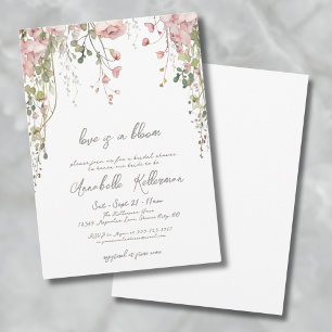 Invitation Fête de mariage botanique aux fleurs sauvages rose