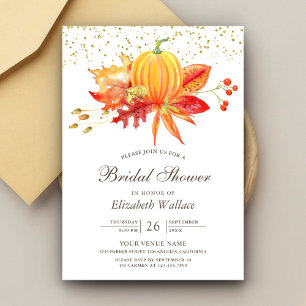 Invitation Fête de mariage champêtre automne feuilles de citr