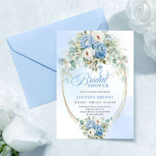 Invitation Fête de mariage champêtre avec des pivoines bleues