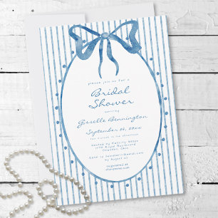 Invitation Fête de mariage champêtre bleu aquarelle capricieu