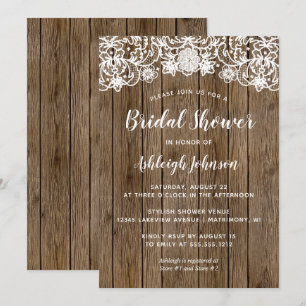 Invitation Fête de Mariage Champêtre Bois de Grange Dentelle 