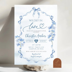 Invitation Fête de mariage champêtre Coquette Ruban Bleu