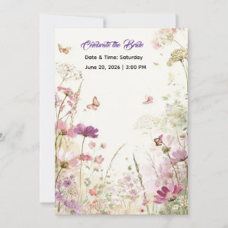 Invitation Fête de mariage champêtre élégant avec fleurs sauv