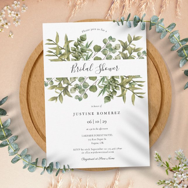 Invitation Fête de mariage champêtre Eucalyptus (Woodland Eucalyptus Greenery Bridal Shower Invitation)