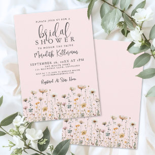 Invitation Fête de mariage champêtre rose blush