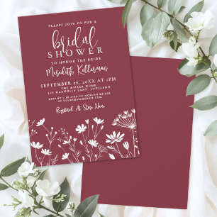 Invitation Fête de mariage champêtre Rouge