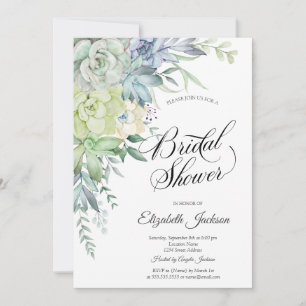 Invitation Fête de mariage champêtre Succulents aquarelle Poi