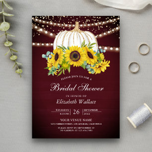 Invitation Fête de mariage champêtre Tournesols Citrouille Bl