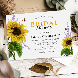 Invitation Fête de mariage champêtre tournesols jaunes aquare