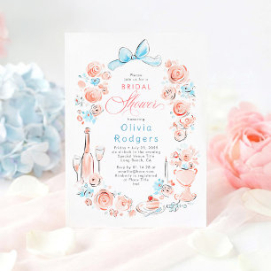 Invitation Fête de mariage chic avec fleurs fantaisistes et n