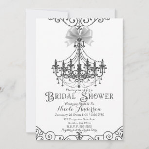 Invitation Fête de mariage chic blanc et argent ruban blanc