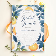 Fête de mariage Citron Aquarelle Moderne Orange Bl