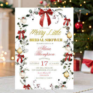 Invitation Fête de mariage Coquette Bow Noël Merry Little
