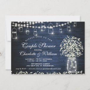 Invitation Fête de mariage couple en bocal en bois rustique B
