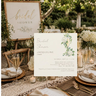 Invitation Fête de mariage Crème de Champagne Hydrangea Blanc