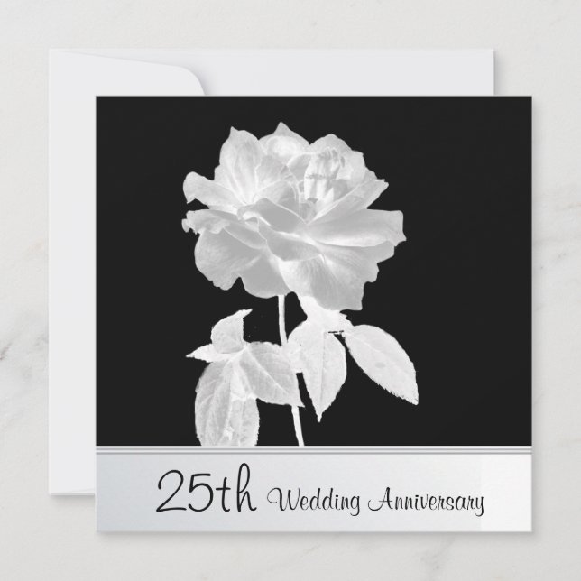 Invitation Fête de mariage de 25 ans Lovely Silver Rose (Devant)