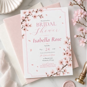 Invitation Fête de mariage élégante avec des fleurs de cerisi